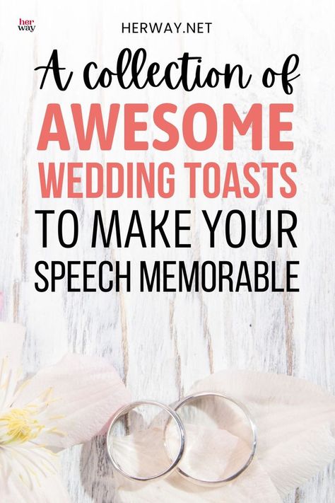 You want to give an unforgettable wedding speech but you need some inspiration? Check out this collection of wedding toast examples! Simple Wedding Toasts, Wedding Toast From Mom, Bride Wedding Speech Examples, Marriage Advice For Wedding Speech, Toast To Parents At Wedding, Funny Things To Say In A Wedding Speech, Thank You Speech From Bride And Groom Wedding Toasts, Wedding Speech Ending, Wedding Toasts From Mother