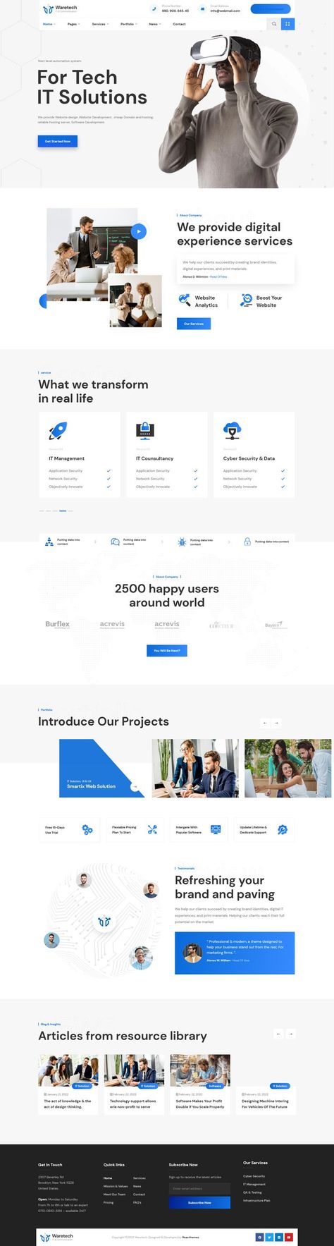 Waretech - IT Solutions & Technology WordPress Theme - Reacthemes Agency Website Inspiration, It Company Website, Motion Design Trends, Creative Agency Website, Startup Website, Unique Website Design, Agency Website Design, Technology Theme, Ui Design Website