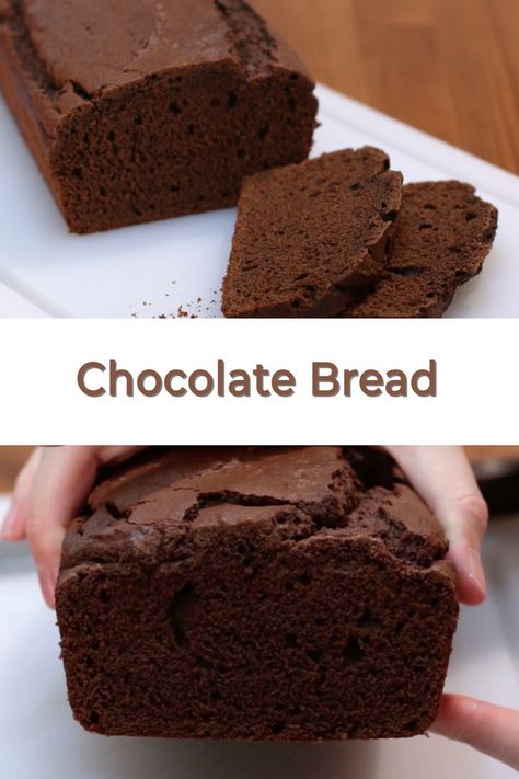 If you love quick bread and chocolate then you will love this chocolate bread. It is soft and full of chocolate flavor. And this chocolate bread recipe is super easy to make using simple ingredients like flour, cocoa powder, salt, baking powder, baking soda, eggs, butter, and sugar. If I can do it, you can do it. Let's get baking! Chocolate Brownie Bread Recipe, Cocoa Bread Recipe, Chocolate Sweet Bread Recipes, Chocolate Quick Bread Recipes, Chocolate Bread Loaf, Cherry Chews, Chocolate Quick Bread, Cocoa Bread, Bread And Chocolate