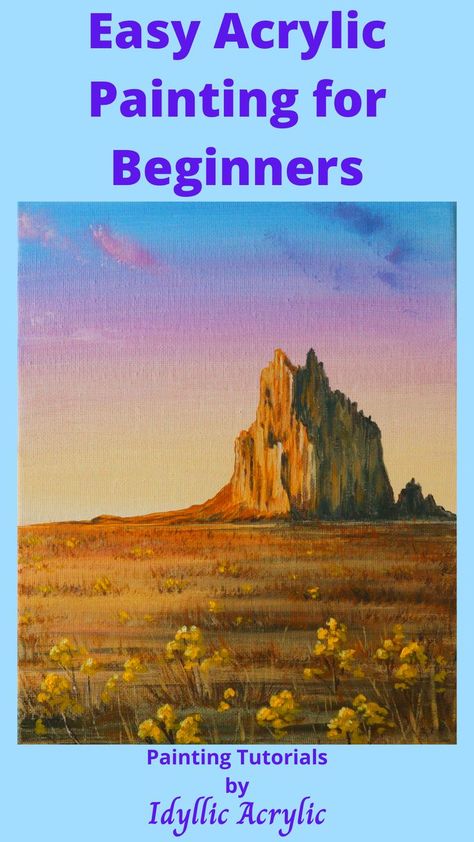 Acrylic Painting Desert, Paintings For Beginners Acrylic, Easy Landscape Painting For Beginners, Acrylic Paintings For Beginners, Easy Painting Acrylic, Painting Acrylic Easy, Desert Images, Landscape Painting For Beginners, Easy Acrylic Painting For Beginners