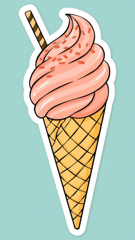 Vector cartoon sticker ice cream hand drawn clipart | free image by rawpixel.com / Noon Cartoon Candy Drawing, Ice Cream Sticker Design, Food Clipart Free Printable, Ice Cream Cartoon Images, Ice Cream Doodle, Ice Cream Printable, Ice Cream Drawing, Ice Cream Cartoon, Ice Cream Cute