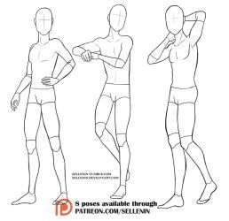 Pose set 6 - male standing poses! by Sellenin Fullbody Male Base Drawing, Boy Standing Drawing, Male Base, Drawing Poses Male, Male Drawing, Male Pose, Couple Drawing, Male Pose Reference, Drawing Body Poses