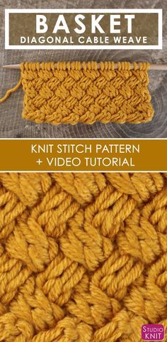 How to Knit the Basket Weave Stitch Diagonal Braided + Woven Cables with Free Knitting Pattern + Video Tutorial by Studio Knit Basket Weave Stitch, Hantverk Diy, Basketweave Stitch, Studio Knit, Cable Knitting, How To Knit, Knit Stitch Patterns, Woven Basket, Crochet Stitch