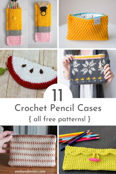 Send your little scholar off to school with one of these hand-made crochet pencil cases! All of the patterns are free. #crochet #freecrochetpatterns #crochetpencilcase Crochet Pencil Case With Zipper, Pencilcase Crochet Free Pattern, Crochet Pencil Case Pattern, Crochet Pencil Case Free Pattern No Zip, Pencil Bag Crochet Pattern Free, Easy Crochet Pencil Pouch, Crochet Patterns Pencil Case, Crochet Pincel Case, Crochet Pencil Pouch Free Pattern