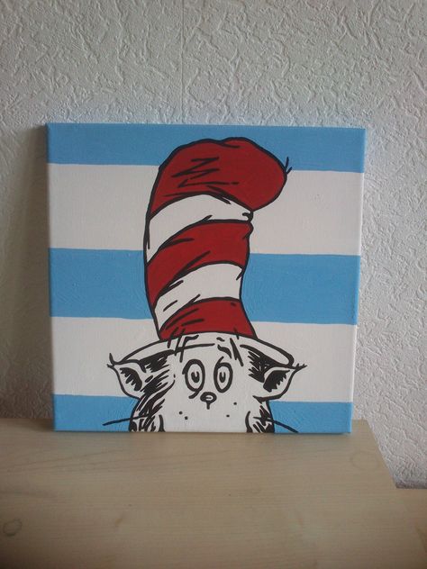 Cat In The Hat Painting, Dr Seuss Painting, Centurion Art, December Art, Doodle Paint, Dr Suess, Painting Inspo, Sketch Ideas, Cat In The Hat