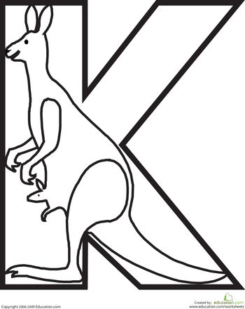 Worksheets: Letter K Coloring Page Kangaroo Coloring Page, K Is For Kangaroo, Zoo Phonics, Animal Alphabet Letters, Abc Crafts, The Letter K, Letter Crafts, Abc Coloring, Abc Activities