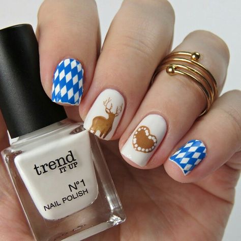 Bavarian Style Nail Art: Oktoberfest Nageldesign Oktoberfest Party, Racun Shopee, Inspired Nails, Gel Designs, New Ideas, Fashion Nails, Makeup Nails, Nail Ideas, Nail Inspo