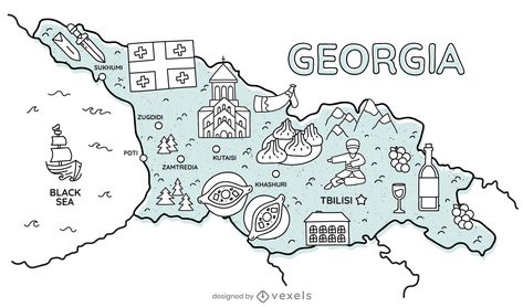 Georgia cultural map Georgia Regions, Graphic Mountain, Georgia Trip, Georgia Art, Batumi Georgia, Georgia Map, Georgia Country, Mountain Illustration, Travel Poster Design