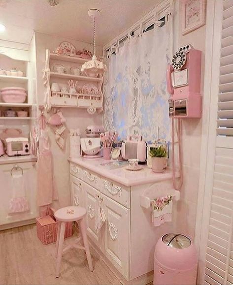 follow for more <3 || all ctto! || 💌 - pink kitchen aesthetic coquette aesthetic Pink Kitchen Aesthetic, Cocina Shabby Chic, Pink Kitchen Decor, Chic Kitchen Decor, Styl Shabby Chic, Shabby Chic Kitchen Decor, Girly Apartments, Girly Apartment Decor, Kitchen Aesthetic