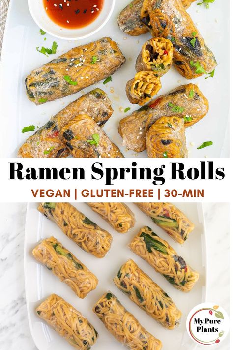 Different Spring Roll Recipes, Unique Spring Rolls, Ramen Noodle Spring Rolls, Ramen Rice Paper Rolls, Ramen Spring Rolls, Mushroom Spring Rolls, Spring Rolls Vegetarian, Wood Ear Mushroom, Chinese Spring Rolls