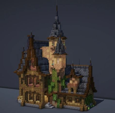 Minecraft Medevil Town Ideas, Old Mansion Minecraft, Mideaval Minecraft Build, Minecraft Adventurers Guild, Spruce House Minecraft Aesthetic, Minecraft Medieval Buildings Ideas, Minecraft Pointy Roof, Medivel Building Minecraft, Midevil Minecraft Houses Blueprints