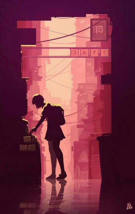 Pink Aesthetic Illustration, Silhouette Buildings, Sci Fi Illustration, Kawaii Vaporwave, Cyberpunk Illustration, Pink Silhouette, Illustration City, Pink Illustration, Background Reference