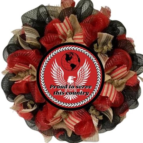 Marines Logo, Red Wreath, Military Appreciation, Wreaths And Garlands, Mesh Ribbon, Wreaths & Garlands, Burlap Ribbon, Black Letter, At Home Store