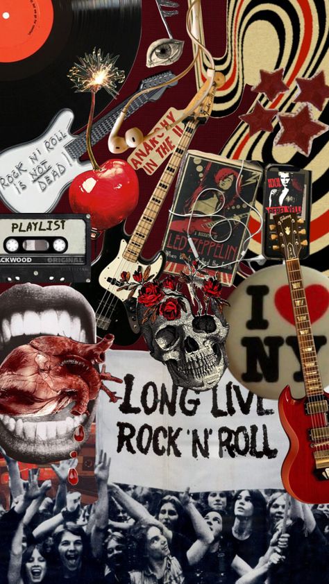 #rock#aesthetic #collage #rocknroll Rock Star Collage, Rock Of Love Aesthetic, Rock N Roll Aesthetic Wallpaper, Rock And Roll Collage, Rocknroll Aesthetic, Pretty Lockscreen, Classic Rock Aesthetic, Rock And Roll Aesthetic, Rock Collage