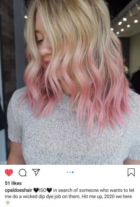 Blonde Hair Dipped Ends, Fading Pink Hair, Pink Ombre Blonde Hair, Pink Hair Ends Blondes, Underneath Dyed Hair Pink Blonde, Short Hair With Pink Tips, Bob With Pink Tips, Tip Dyed Hair Blonde, Blond With Pink Tips