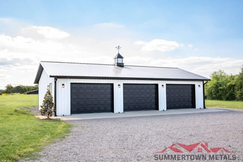 Summertown Metals – 30x50x10 3-car Garage Summertown Metals, Shop Garage Doors, Steel Garage Buildings, Garage Shop Plans, Metal Shop Building, Pole Barn Garage, Garage Roof, Residential Garage, Carport Designs