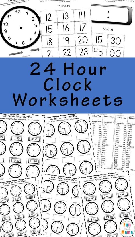 Kindergarten Telling Time, Clock Worksheets, How To Tell Time, Telling Time Worksheets, Free Homeschool Printables, Homeschool Worksheets, Time Worksheets, Teaching Time, Learning Time