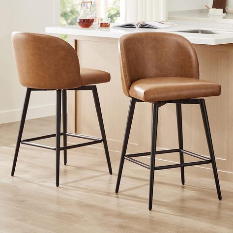 Amazon.com: Watson & Whitely Counter Height Bar Stools Set of 2, 360° Swivel Upholstered Barstools with Backs and Metal Legs, 26" H Seat Height, Fabric in Grey (Multi-Colored) : Home & Kitchen Barstools With Backs, Garage Living Room, Dc Apartment, Prairie View, Bar Stools Kitchen Island, Kitchen Counter Stools, Bar Stools With Backs, Augusta Ga, Home Bar Furniture