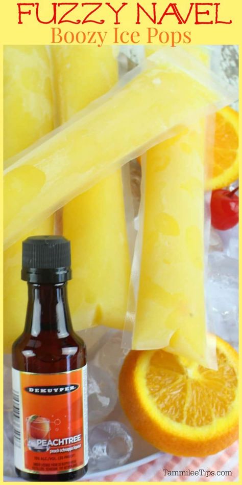 Freeze Pop Recipes, Adult Popsicles, Boozy Pops, Boozy Ice Pops, Alcoholic Popsicles, Boozy Popsicles, Ice Pop Recipes, Fuzzy Navel, Boozy Desserts