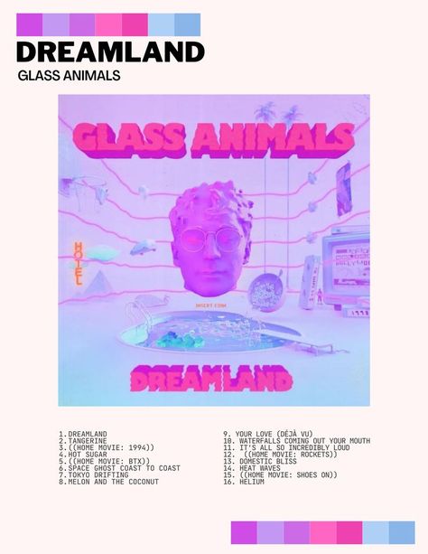 Glass Animals Aesthetic Poster, Glass Animals Tattoo, Dreamland Glass Animals, Glass Animals Aesthetic, Glass Animals Poster, Glass Animals Band, Retro Moodboard, Music Crochet, Animals Aesthetic