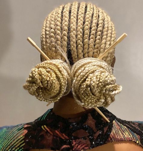 Blonde Cornrows to the Back Hairstyle Hairstyles Braids Goddess, Hair Styles For Winter, Cornrows Stitch Braids, Blonde Cornrows, Goddess Braids Cornrows, Big Cornrows Hairstyles, Vacay Hair, Two Cornrow Braids, Natural Cornrow Hairstyles