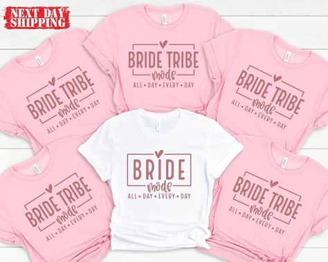 Bridal Tee Shirts, Bridal Tshirts Design, Bridesmaid Tshirts Ideas Bachelorette, Bachelorette Tshirt Ideas Bridal Parties, Bridal Shirts Ideas, Bride Tribe Ideas, Bachelorette Matching Shirts, Bachelorette Matching, Funny Bachelorette Shirts