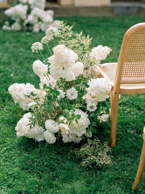 Wedding editorial at The Rift Bowral. Fine art wedding photography by Sheri McMahon, Floral design by Heritage Floral Co. Sydney and Bowral wedding florist. White Hydrangea Wedding Aisle, Wedding Aisle Flowers On Ground, White Floral Wedding Aisle, Ground Floral Installation Wedding, White Flower Lined Aisle, White Flowers Lining Aisle, Aisle Meadows, Azalea Wedding, White Azalea