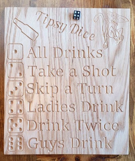 Tipsy Dice is one of those drinking game that everyone finds as a big party hit. Bring this game board to every party graduation, camping, birthdays. This game is meant for a 21 over audience. Details    Solid locally harvested red oak    One black dice    Dimensions 12 inches 14 inches height    Alot of addicting fun Party Drinking Games For Adults, Wood Drinking Games Diy, Survivor Drinking Game, Dice Drinking Games, Cabin Drinking Games, 30th Drinking Games, Camping Drinking Games, Drinking Dice Games, Wedding Drinking Games