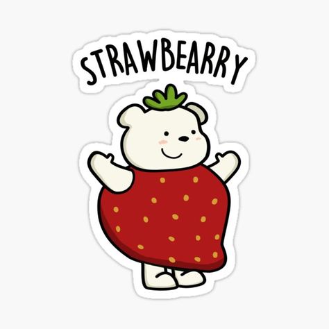 Strawberry Puns, Strawberry Cartoon, Bear Puns, Animal Illustration Kids, Cartoon Strawberry, Strawberry Bear, Animal Puns, Cute Puns, Funny Names