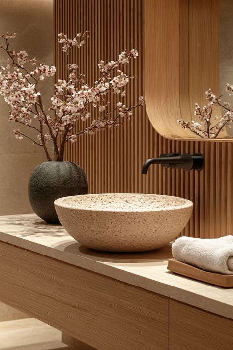 Ever dreamt of turning your bathroom into a zen sanctuary? As a mom who's all about creating a peaceful home, I've fallen in love with Japandi style! Discover 10 refreshing Japandi bathroom decor ideas that blend elegance and simplicity perfectly. My kids adore the calming vibe, and I know you will too! Let's dive in and create your dream space today! Japandi Interior Bathroom, Japandi Bathroom Design, Japandi Bathroom, Japandi Home, Japanese Minimalism, Sleek Furniture, Peaceful Home, Japandi Style, Bathroom Decor Ideas