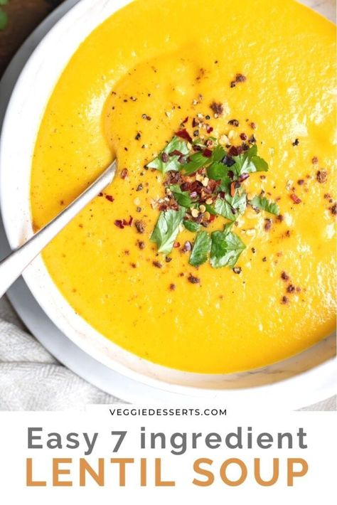 Simple Lentil Soup, Puree Soup Recipes, Blended Soup Recipes, Vegan Lentil Soup Recipes, Blended Soup, Creamy Lentil Soup, Easy Lentil Soup, 7 Day Cabbage Soup Diet, Egyptian Recipes