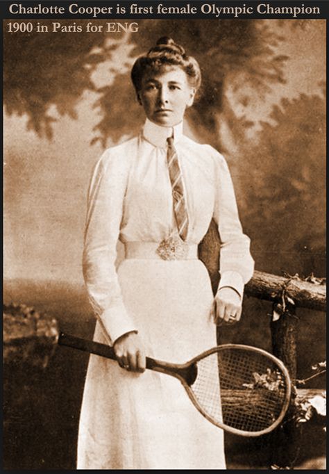 1900 First women Olympic winners in Paris FRA: On May 22 Hélène de Pourtalès (born in New York City as Helen Barbey) was a Swiss sailor on the boat Lérina, which won the gold medal in the first race of the 1-2 ton class - with a crew.  But, England's Charlotte Cooper won the tennis singles event on July 11 and she won another gold medal in the mixed doubles w/ Reginald Doherty. Jennifer Capriati, Justine Henin, Mode Tennis, Suzanne Lenglen, Monica Puig, Monica Seles, Victoria Azarenka, Angelique Kerber, Tennis Champion