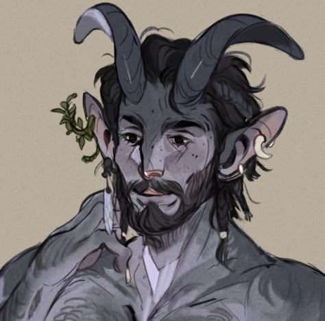 Dragonborn Head Drawing Reference, Dnd Archfey Warlock, Warlock Poses, Firbolg Warlock, Bat Person Character Design, Warlock Clothes, Dnd Warlock Character Design, Fathomless Warlock, Horn Types