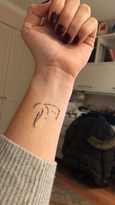 Horse tattoo Horse Tattoo Placement, Horse Hooves Tattoo, Mother Daughter Horse Tattoos, Horse Marking Tattoo, Spirit Horse Tattoo, Horse Tattoo Ideas, Small Horse Tattoo, Chicken Tattoo, Horse Markings