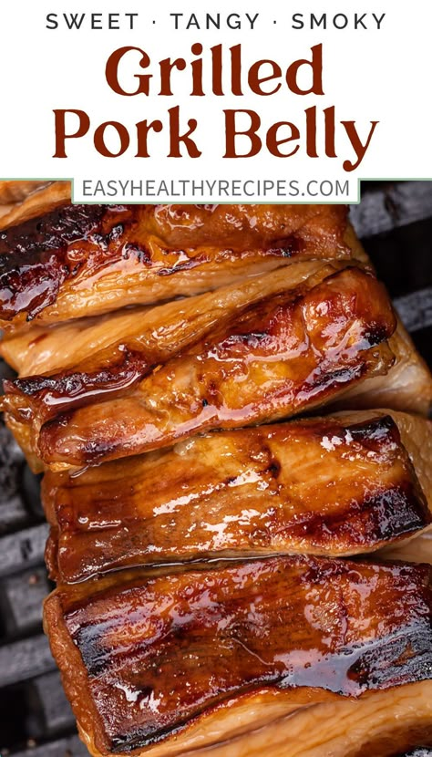 Pork Belly Recipes Grilled, Pork Belly Ribs, Marinated Pork Belly Korean Bbq, Bbq Pork Belly Recipes Crispy, Blackstone Pork Belly, Grilled Pork Belly Recipes Crispy, Pork Belly Recipes Smoked, Pork Belly On The Grill, Pork Belly Glaze