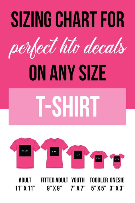 Cricut Design Sizes For Shirt, Cricut Sizes For Shirts, Decal Size Chart For Shirts, Svg Size Chart For Shirts, T Shirt Decal Size Chart, Iron On Size For Shirts, Htv Sizing For Shirts Chart, Vinyl Size Chart For Shirts, Shirt Design Size Chart