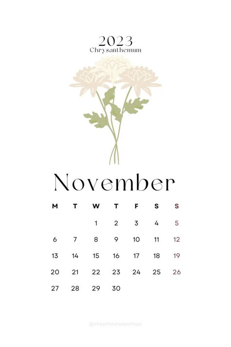 November 2023 monthly calendar with simple minimal trendy style November Month Calendar, Newborn Shadow Box, 2023 Monthly Calendar, Calender Printables, Minimal Calendar, Calendar Themes, November Birth Flower, Cute Anniversary Gifts, November Wallpaper