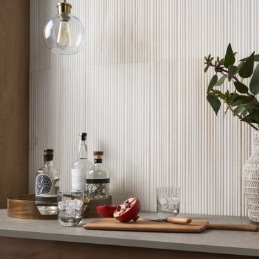 Shower Wall Tiles | TileBar.com Textured Tile Backsplash, Minimalist Kitchen Backsplash, Ribbed Tile, Artmore Tile, Neutral Backsplash, Marble Backsplash Kitchen, Modern Kitchen Backsplash, Shower Wall Tile, Golden Valley