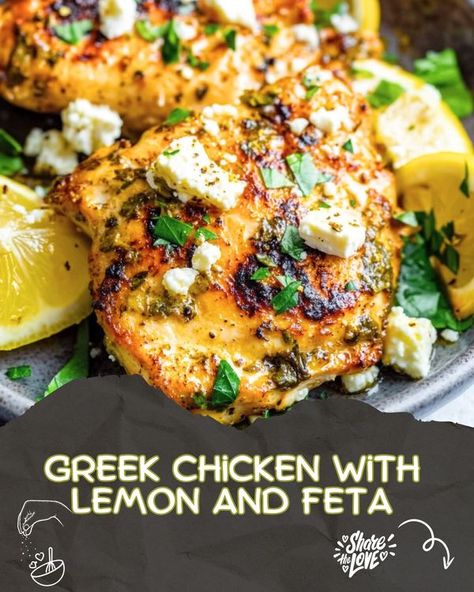 Lemon And Feta Chicken, Keto Greek Recipes, Greek Chicken Thighs, Luscious Recipes, Greek Style Chicken, Chicken Feta, Chicken Delight, Recipes Greek, Chicken With Lemon