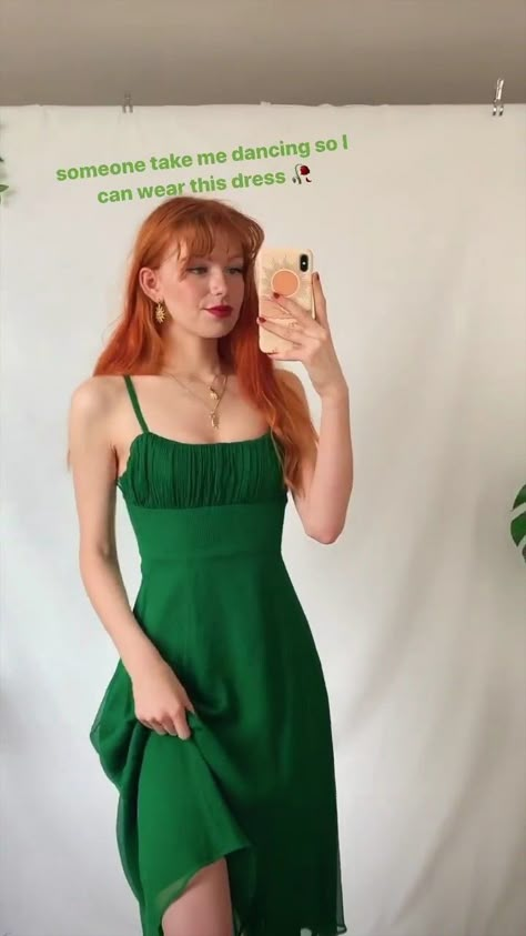 Red Hair And Green Dress, Redhead Dress, Red Hair With Green Dress, Orange Hair Green Dress, Redhead Green Outfit, Ginger Hair With Green Dress, Ginger Hair Green Outfit, Redhead Green Dress, Ginger Fashion