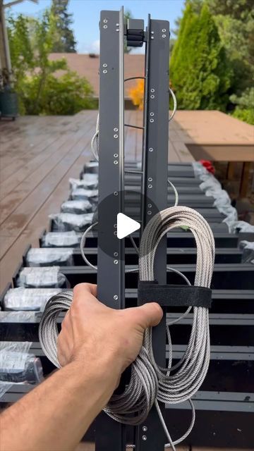 BYOT Brent on Instagram: "Fastest Railing Ever Installed?! #innovation #railing #construction #sponsored #deckbuilding" Cable Railing Deck, Steel Railing Design, Stainless Steel Cable Railing, Minimalist Bloxburg, Diy Outdoor Seating, Cable Railing Systems, Outdoor Restaurant Design, Tiny House Layout, Back Deck Decorating