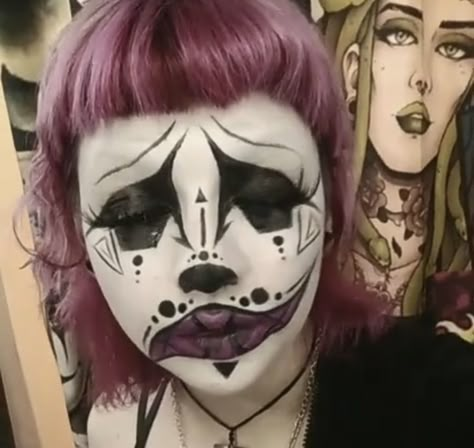 Crazy Goth Makeup, Pink Corpse Paint, Goth Makeup Ideas Drawing, Goth Makeup Inspo Drawing, Haunted House Makeup, Pink Trad Goth Makeup, Trad Goth Makeup Poc, Makeup Drawing, Kawaii Makeup