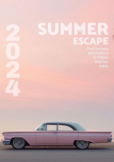 Summer escape poster template | premium image by rawpixel.com Architecture Posters, Sky Man, 2024 Poster, Sunset Travel, Summer Escape, Architecture Poster, Hidden Beach, Best Templates, Vintage Poster