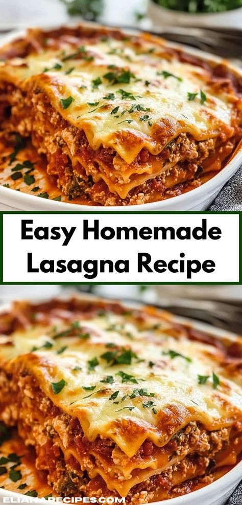 Love making lasagnas? This Easy Homemade Lasagna Recipe is perfect for you! One of the best lasagna recipes, it’s an ideal choice for any lasagna dinner, offering perfectly baked layers of flavor. Lasagna Ideas, Homemade Lasagna Recipe, Easy Homemade Lasagna, Lasagna Dinner, Homemade Lasagna Recipes, Lasagna Recipe With Ricotta, Classic Lasagna Recipe, Turkey Lasagna, Best Lasagna Recipe