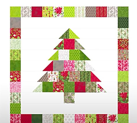 Christmas Tree Quilted Wall Hanging, Diy Bonnet, Christmas Tree Quilt Pattern, Quilted Wall Hangings Patterns, Tree Quilt Block, Tree Quilt Pattern, Charm Pack Quilt Patterns, Christmas Quilting Projects, Christmas Quilt Blocks