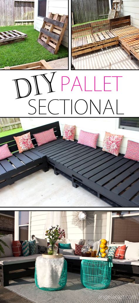 Diy Patio Sectional, Pallet Furniture Diy, Diy Patio Ideas, Pallet Sectional, Chair Diy, Pallet Chair, Sectional Patio Furniture, Pallet Patio Furniture, Porch Decorations