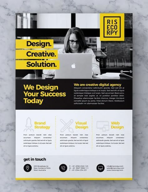 Mailer Design Templates, One Pager Design, Corporate Poster, Mailer Design, Flyer Inspiration, One Pager, Flyer Design Layout, Flyers Design, Business Poster