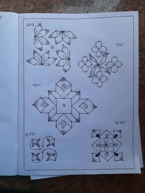 Simple Kolam Designs Rangoli, Small Dot Rangoli Designs, Simple Rangoli Designs With Dots, Easy Rangoli Patterns, Simple Rangoli With Dots, Kolam Dots, Pattern Design Drawing, Free Hand Designs, Easy Rangoli Designs Videos