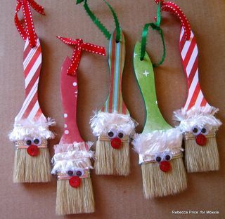 Paint Brush Ornaments, Paintbrush Crafts, Paintbrush Santa, Fun Christmas Crafts, Easy Christmas Crafts, Christmas Ornaments Homemade, Christmas Ornament Crafts, Brooms, Ornament Crafts