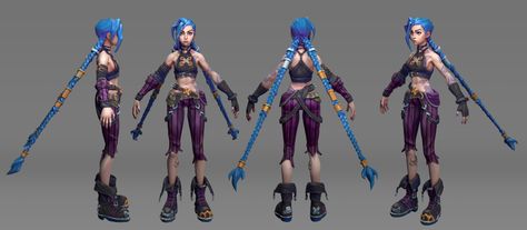 ArtStation - Jinx 3D Jinx Turnaround, Anime Version, League Of Legends, 3d Art, Concept Art, Character Design, Art Design, Fan Art, Drawings